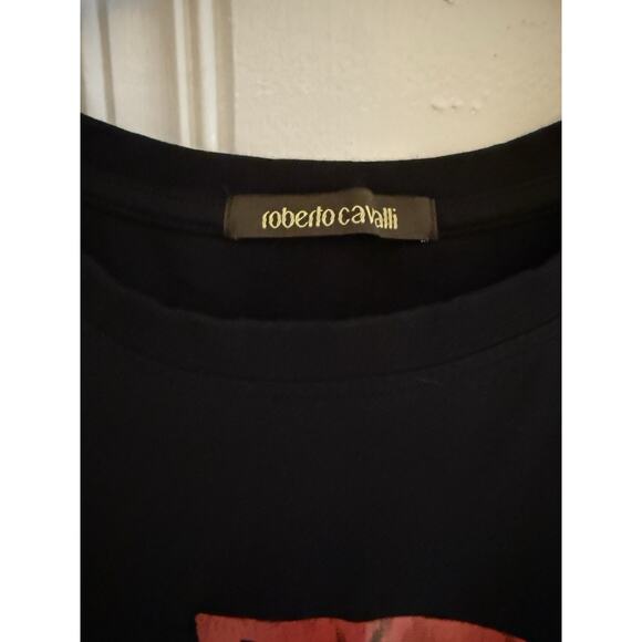 ROBERTO CAVALLI Mens Logo Graphic Cotton Tee T-Shirt Size L Large Black - Picture 3 of 7